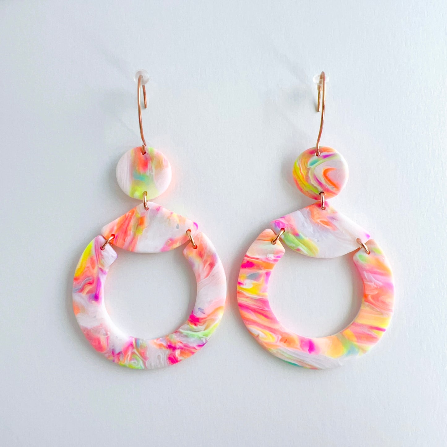 Bold Circle & Triangle Dangle Earrings – Geometric Design by Emaloe's Thingys