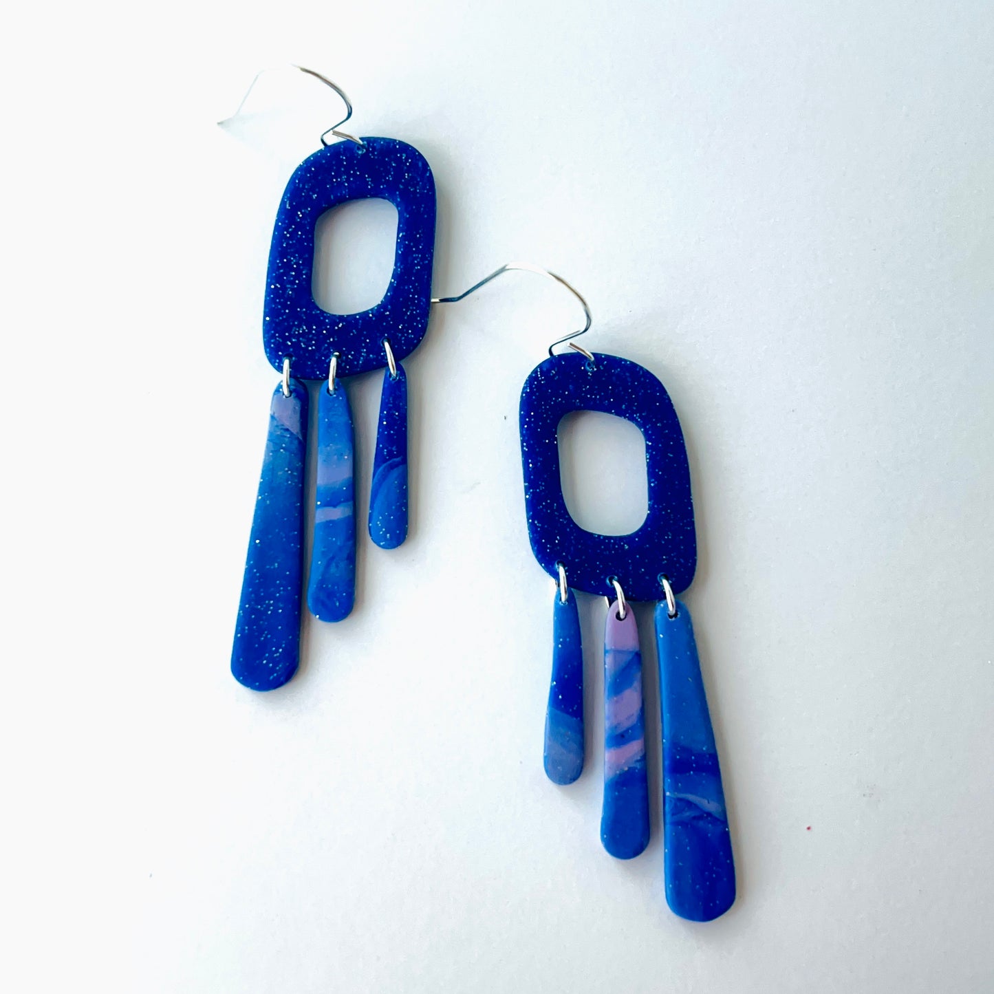 Midnight Galaxy Drop Earrings – Handmade Polymer Clay