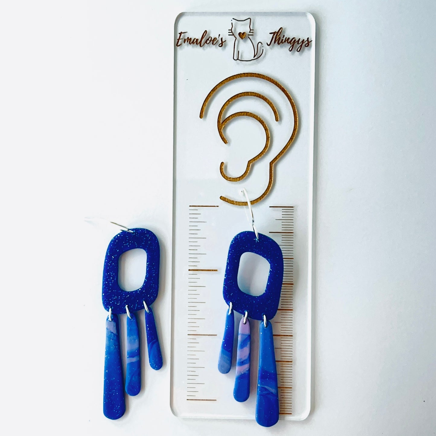 Midnight Galaxy Drop Earrings – Handmade Polymer Clay