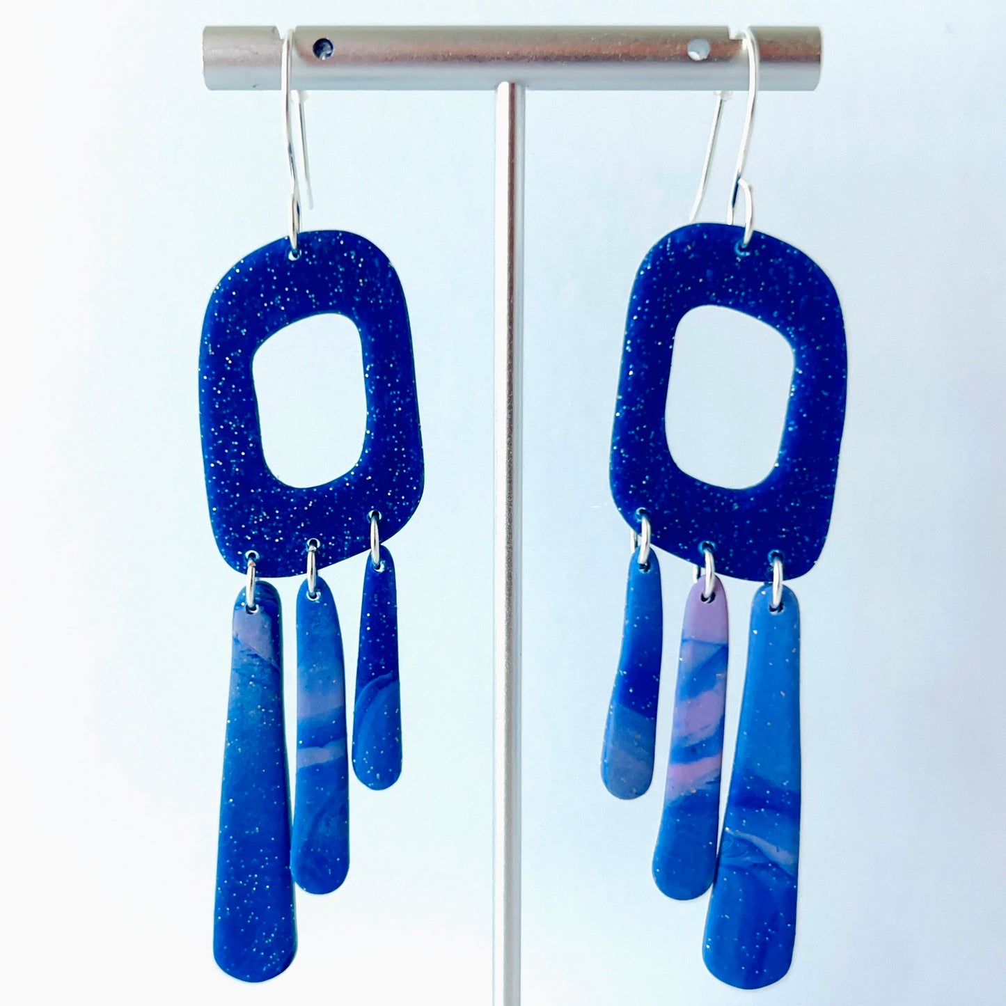 Midnight Galaxy Drop Earrings – Handmade Polymer Clay