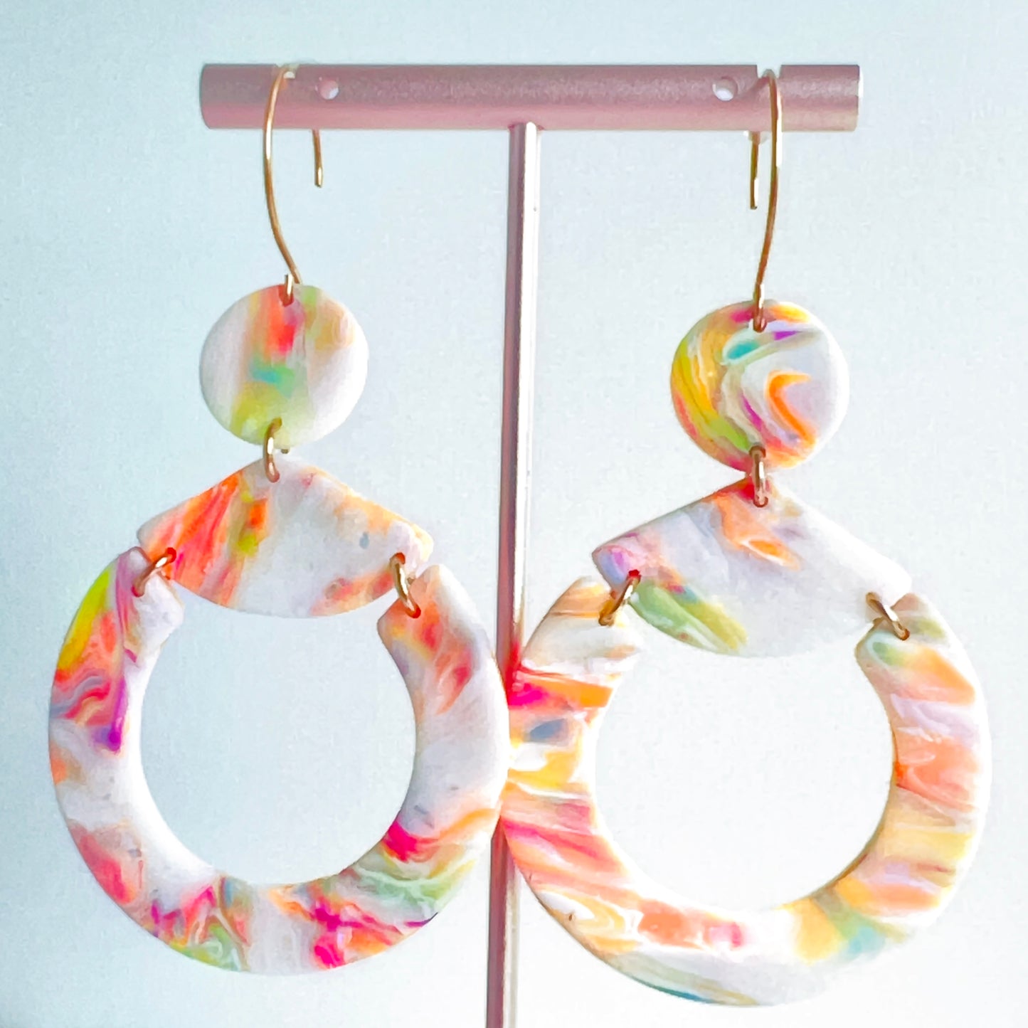 Bold Circle & Triangle Dangle Earrings – Geometric Design by Emaloe's Thingys