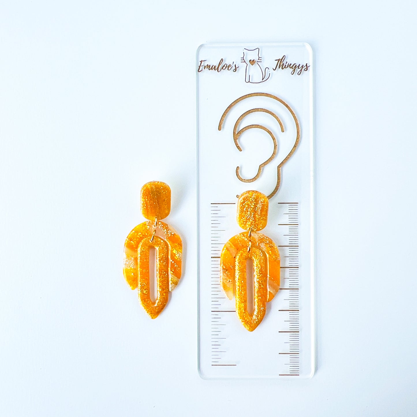 Golden Glitter Geometric Earrings