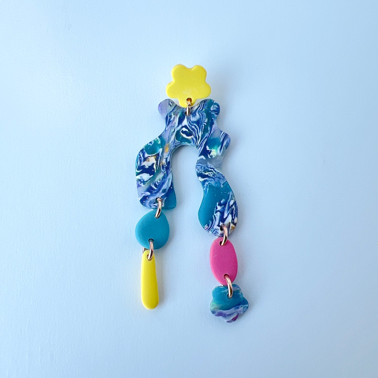 Color Pop Squiggle Dangle Earrings –Funky Polymer Clay