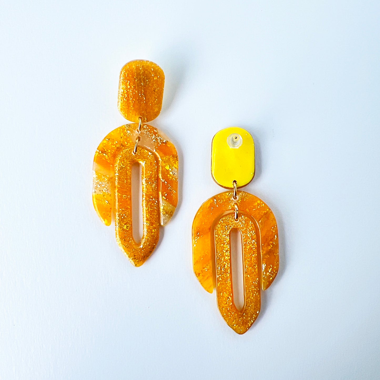 Golden Glitter Geometric Earrings