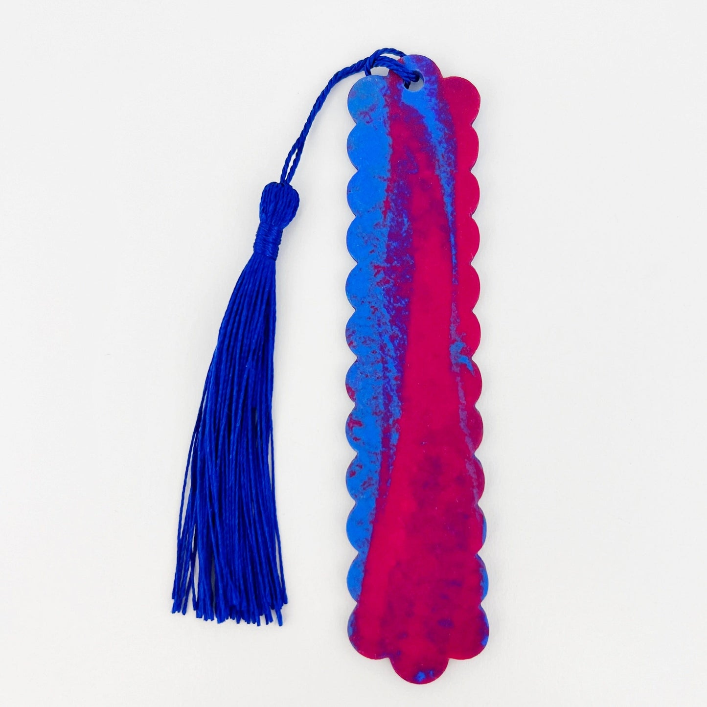 Bookmarks Marbled Magenta, Blue, Purple Tall Scalloped Bookmarks