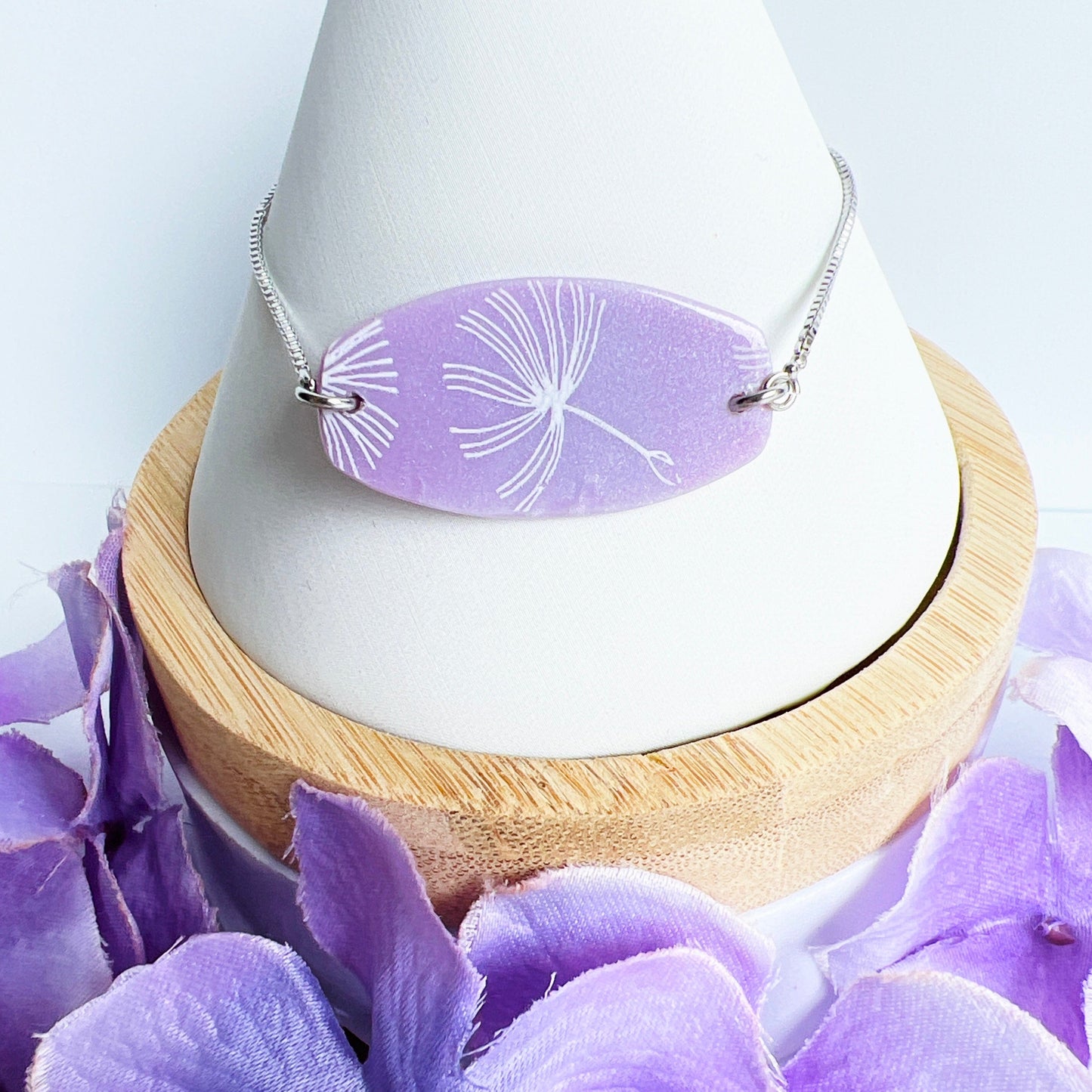 Bracelets Purple Dandelion Adjustable Chain Bracelet