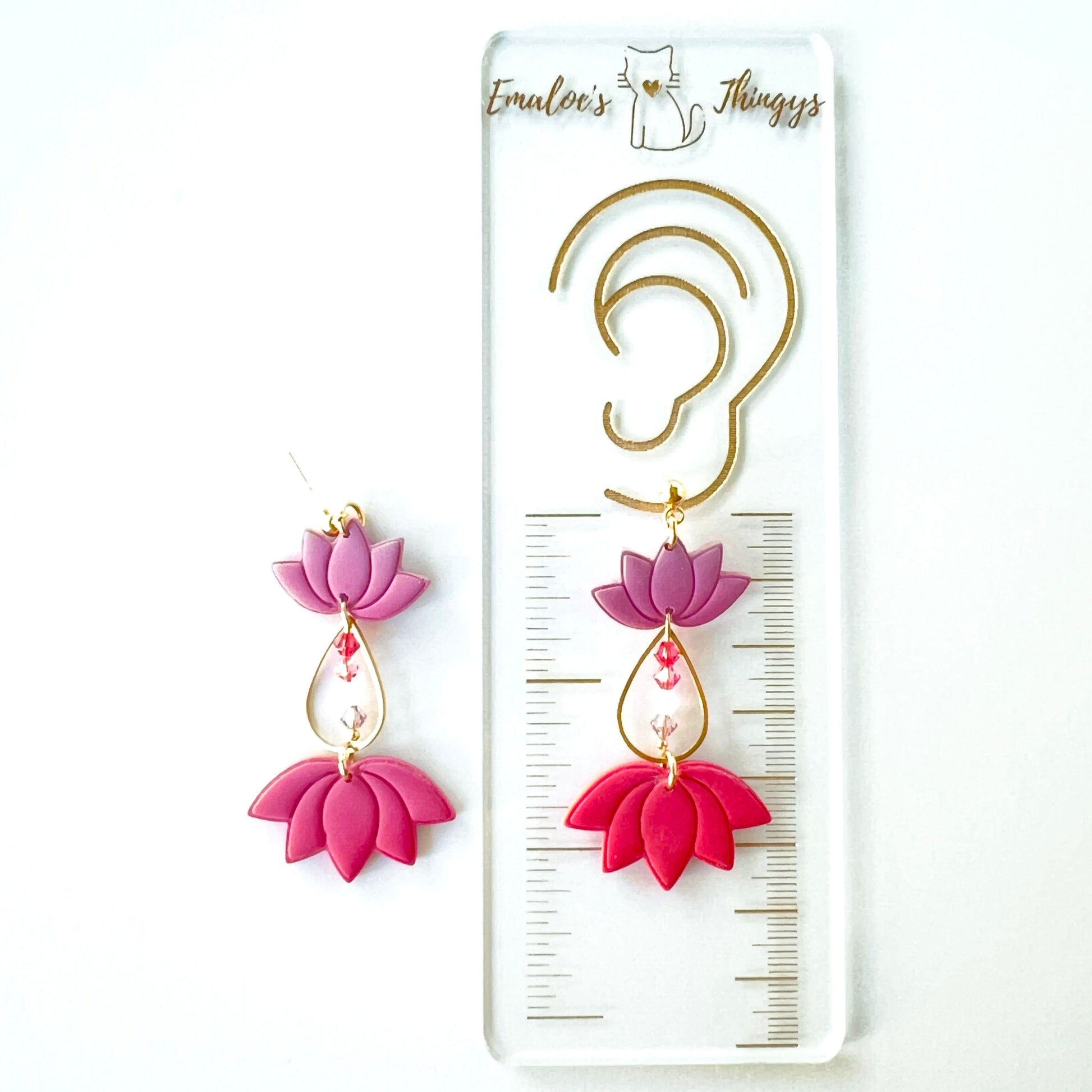 Earrings Beaded Lotus Dangle Earrings – Handmade Clay Jewelry | Emaloe’s Thingys