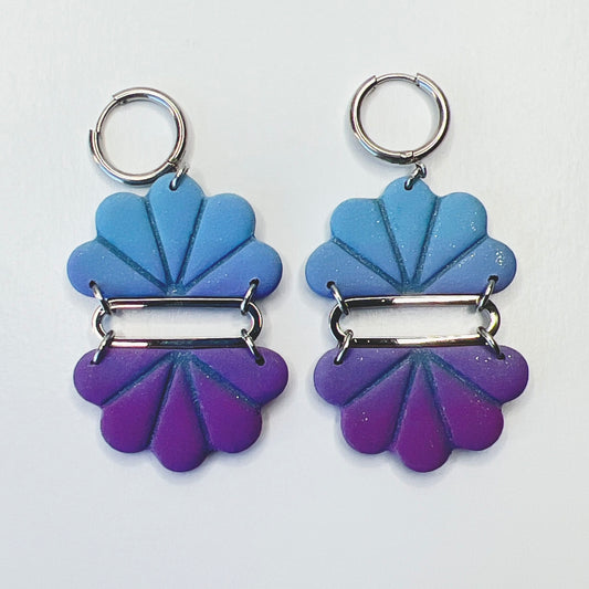 Earrings Blue & Purple Ombre Shell Dangle Earrings