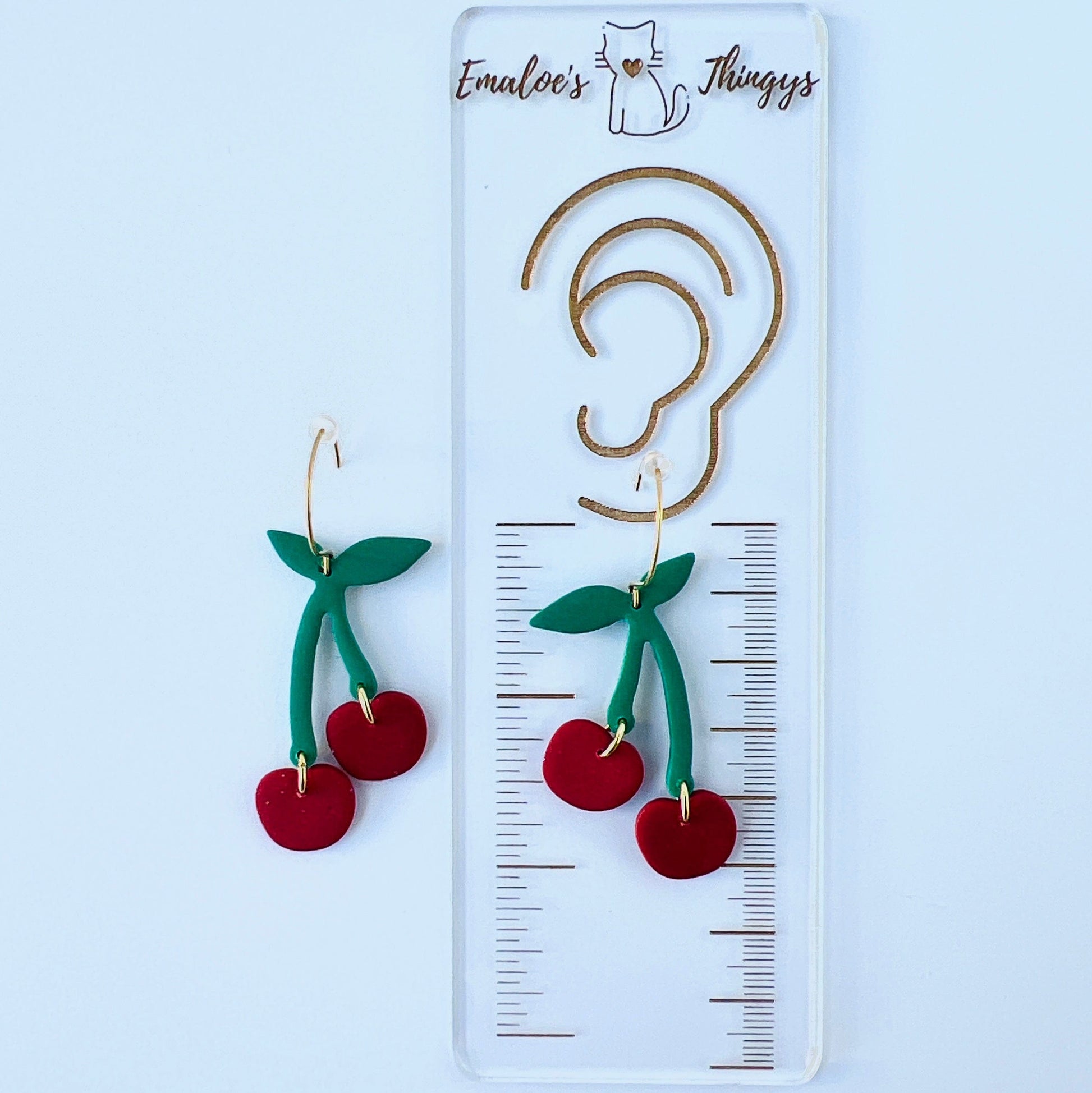 Earrings Cherry Dangle Earrings – Handmade Polymer Clay Fruit Jewelry