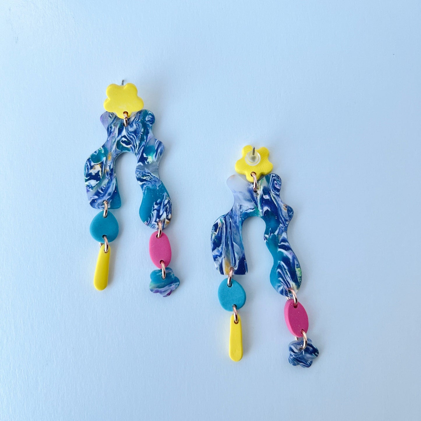 Earrings Color Pop Squiggle Dangle Earrings –Funky Polymer Clay