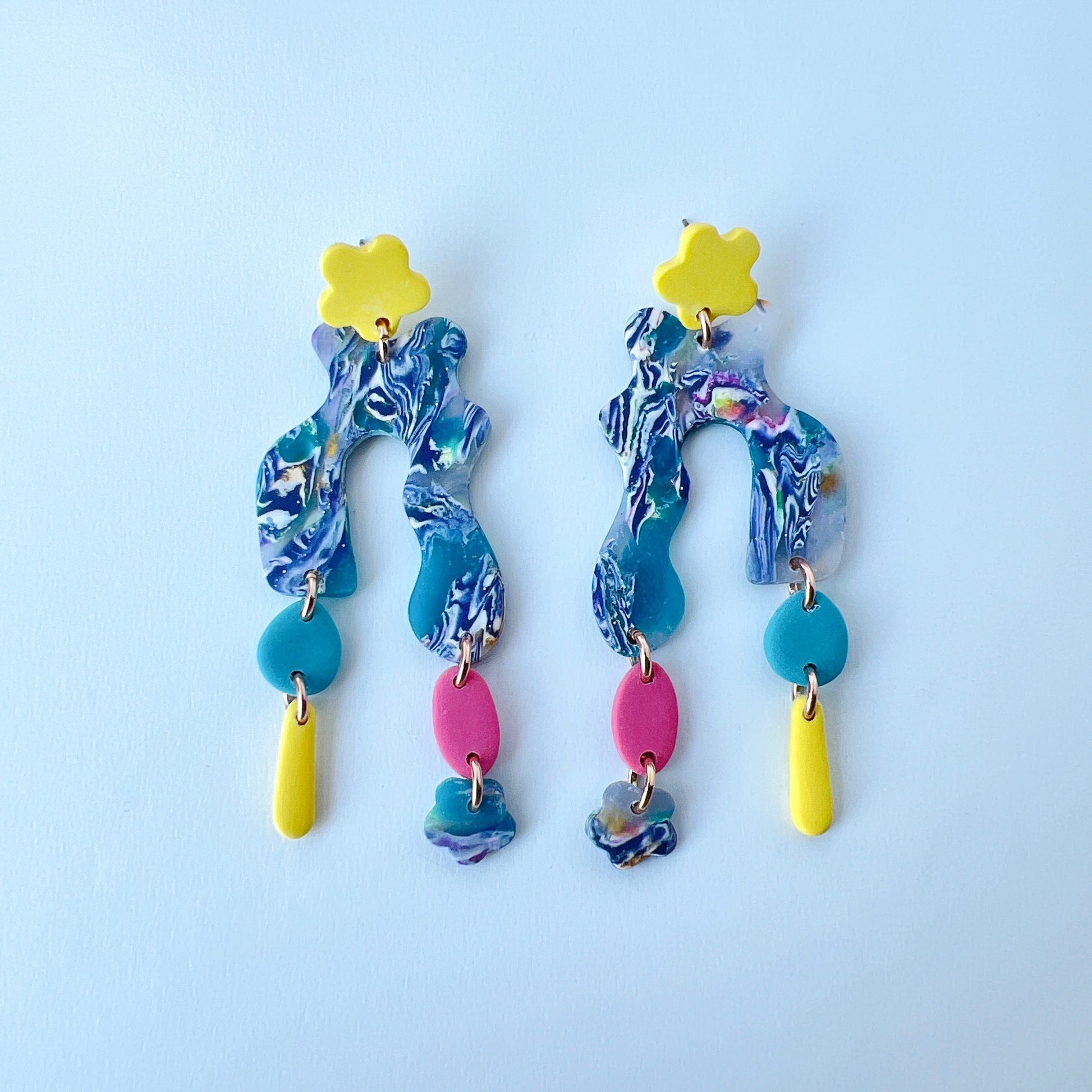 Earrings Color Pop Squiggle Dangle Earrings –Funky Polymer Clay