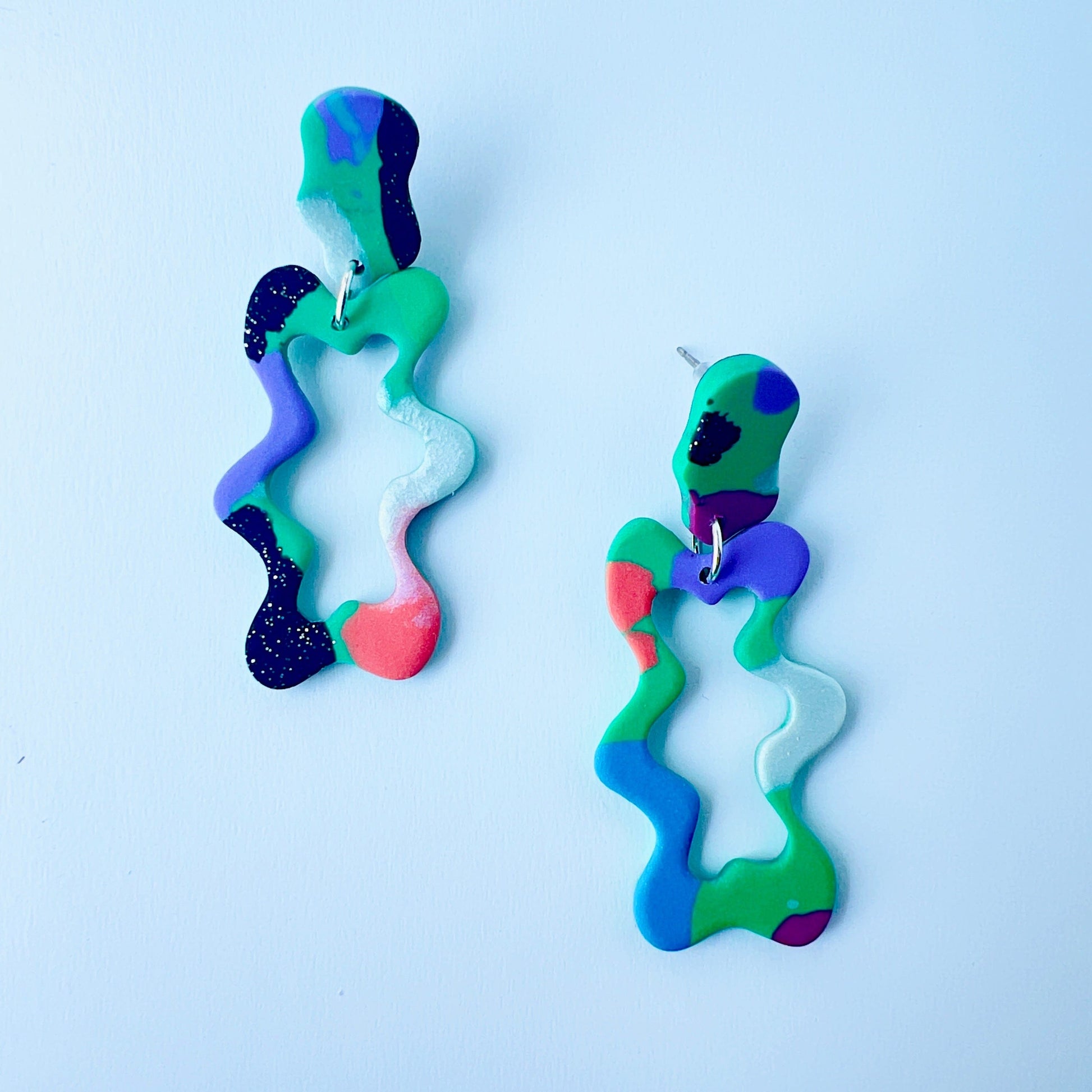 Earrings Colorblock Squiggle Earrings