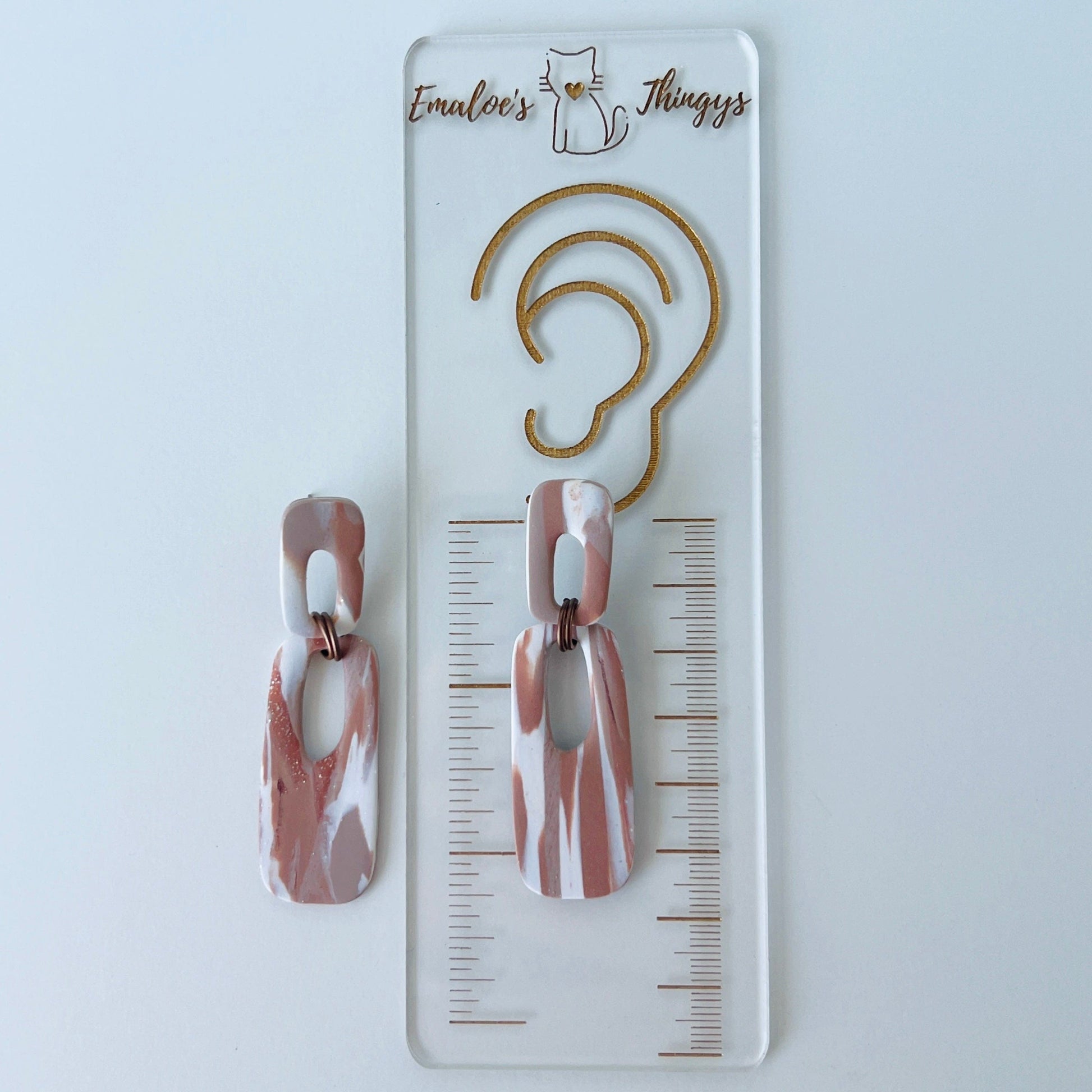 Earrings Earthy Marble Dangle Earrings – Handmade Polymer Clay