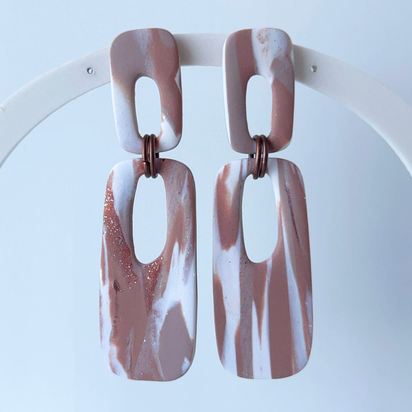 Earrings Earthy Marble Dangle Earrings – Handmade Polymer Clay