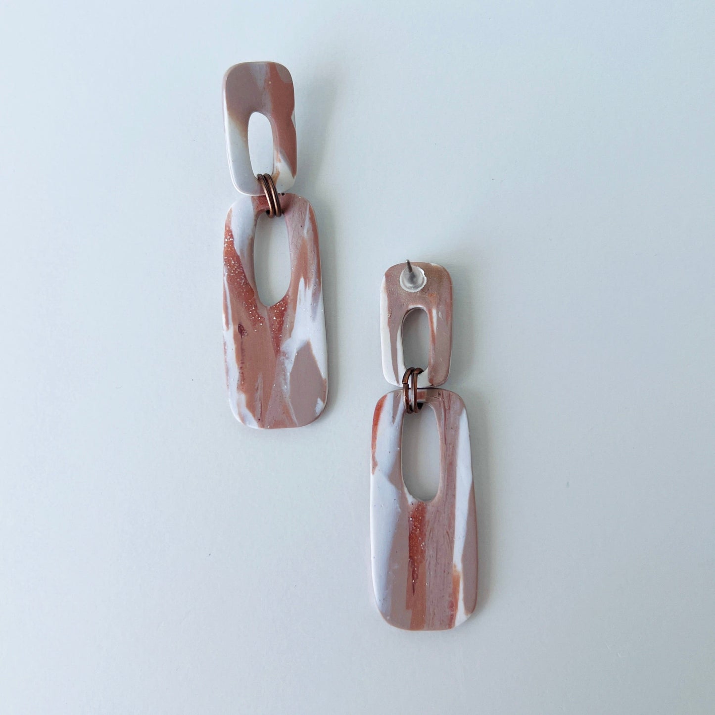 Earrings Earthy Marble Dangle Earrings – Handmade Polymer Clay
