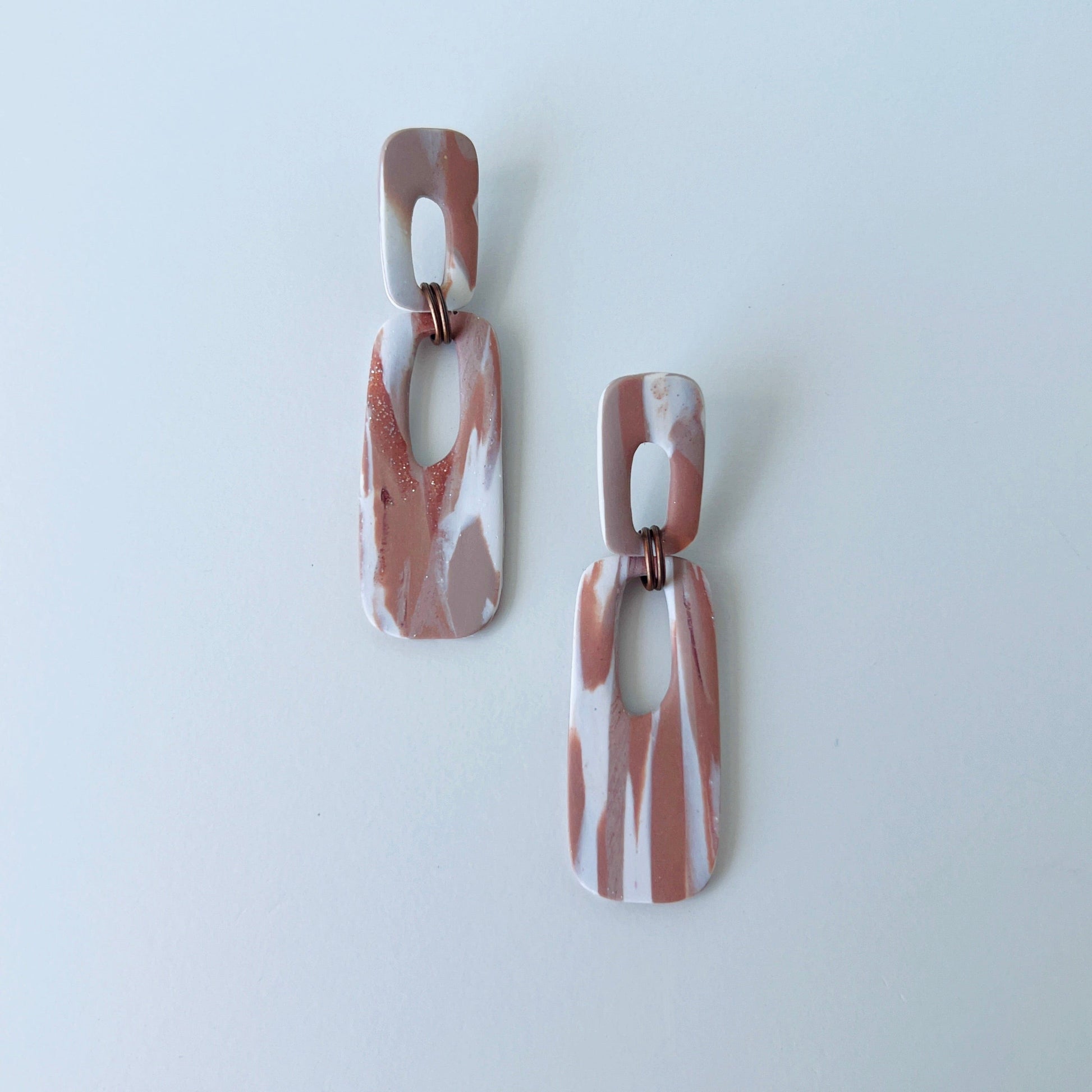 Earrings Earthy Marble Dangle Earrings – Handmade Polymer Clay