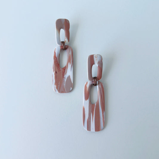 Earrings Earthy Marble Dangle Earrings – Handmade Polymer Clay
