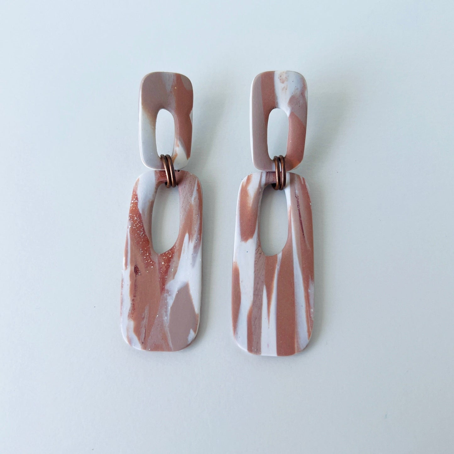 Earrings Earthy Marble Dangle Earrings – Handmade Polymer Clay