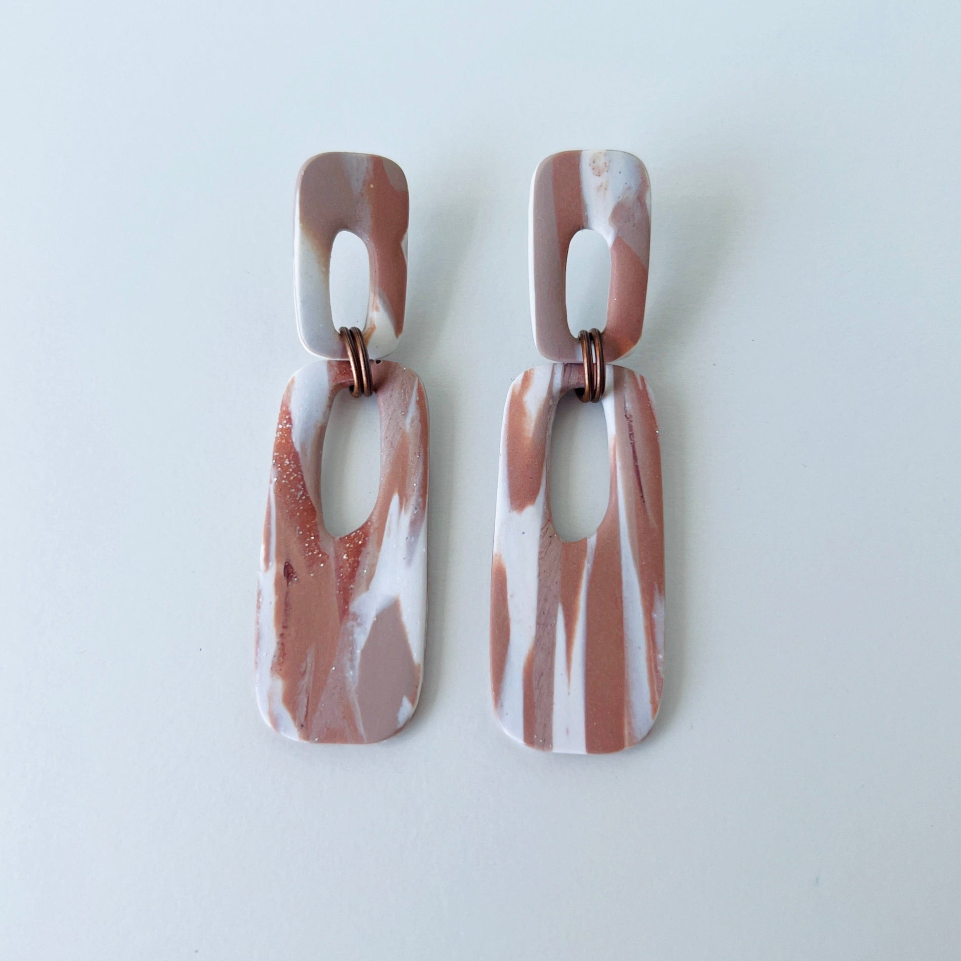 Earrings Earthy Marble Dangle Earrings – Handmade Polymer Clay