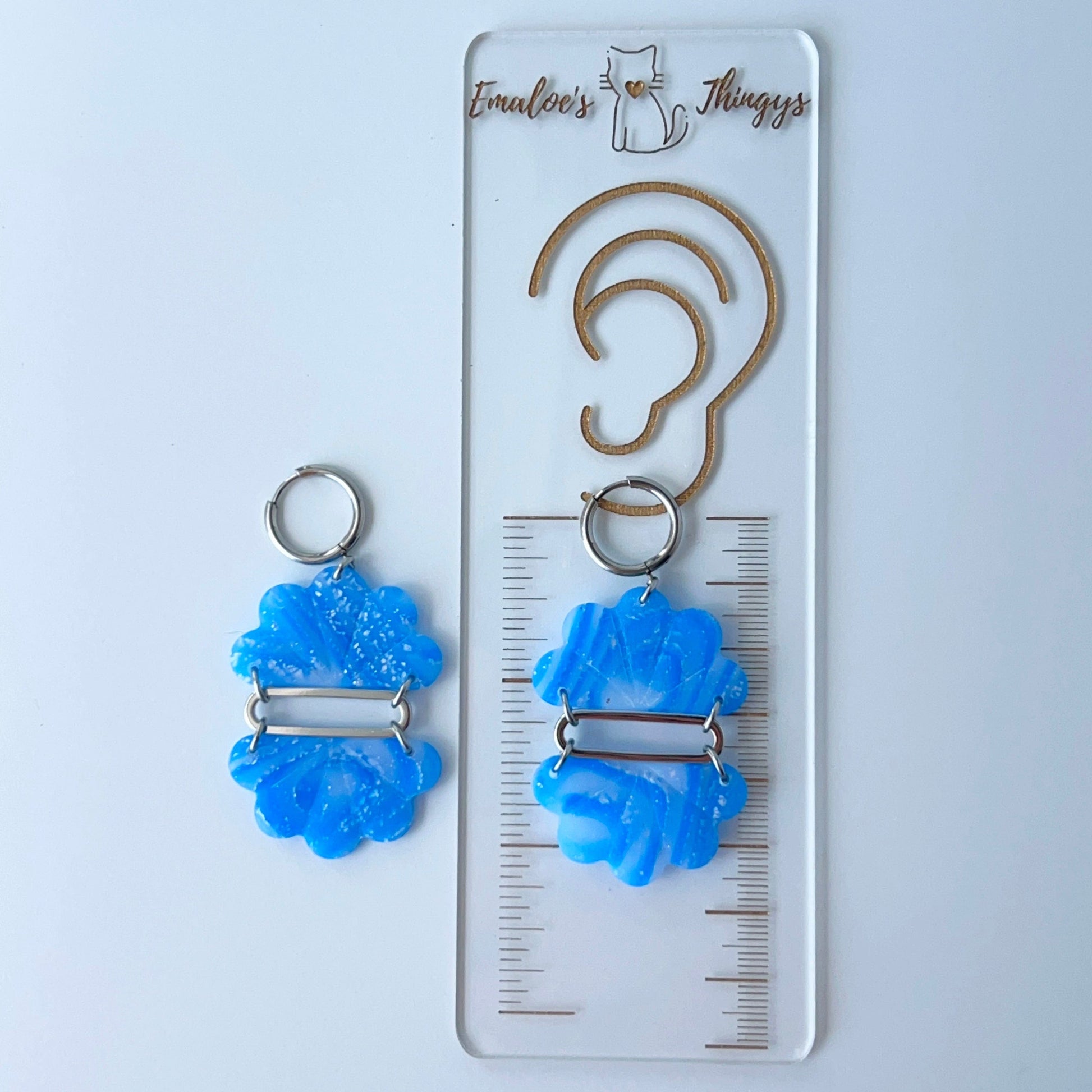 Earrings Floral Fan Dangle Earrings – Handmade Polymer Clay