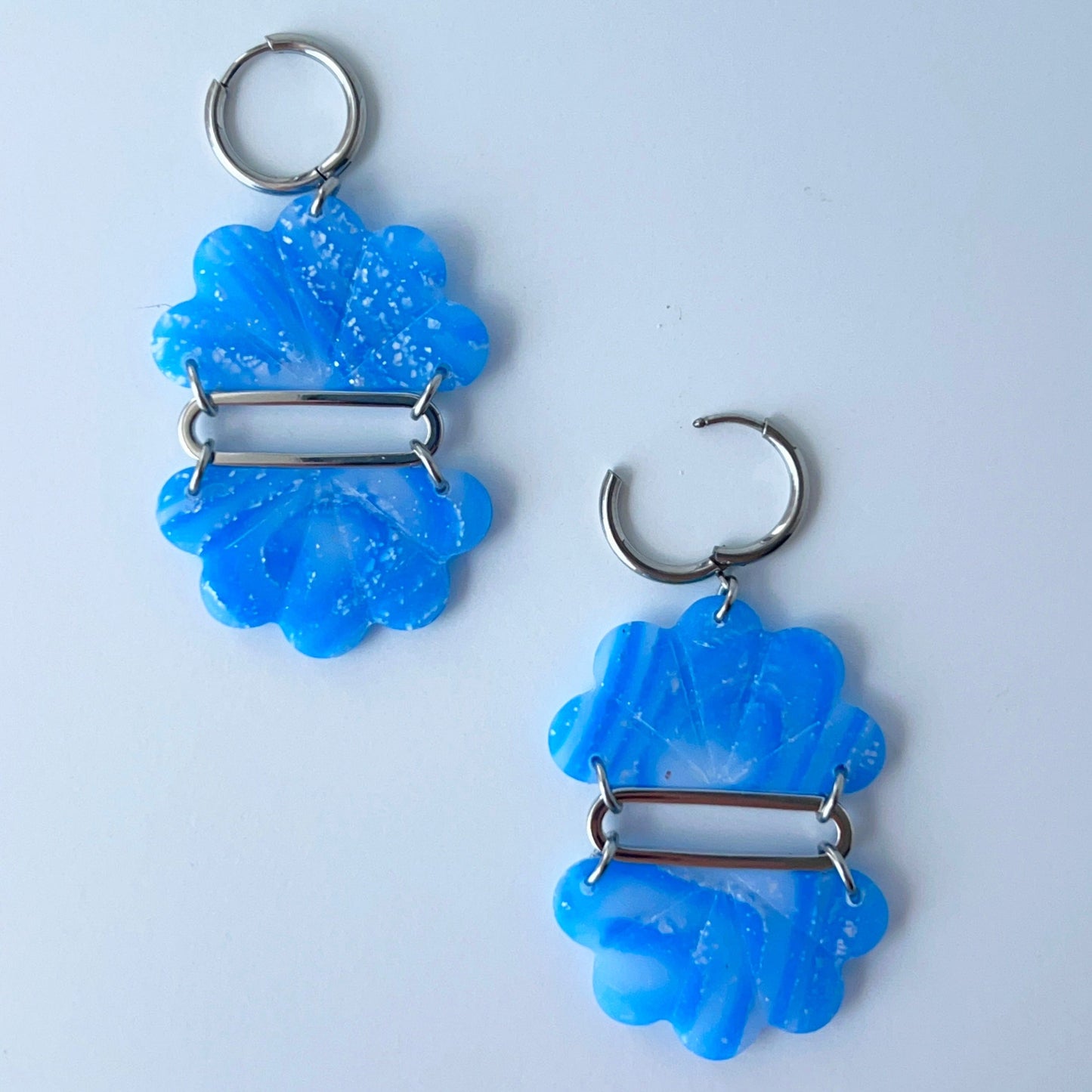 Earrings Floral Fan Dangle Earrings – Handmade Polymer Clay