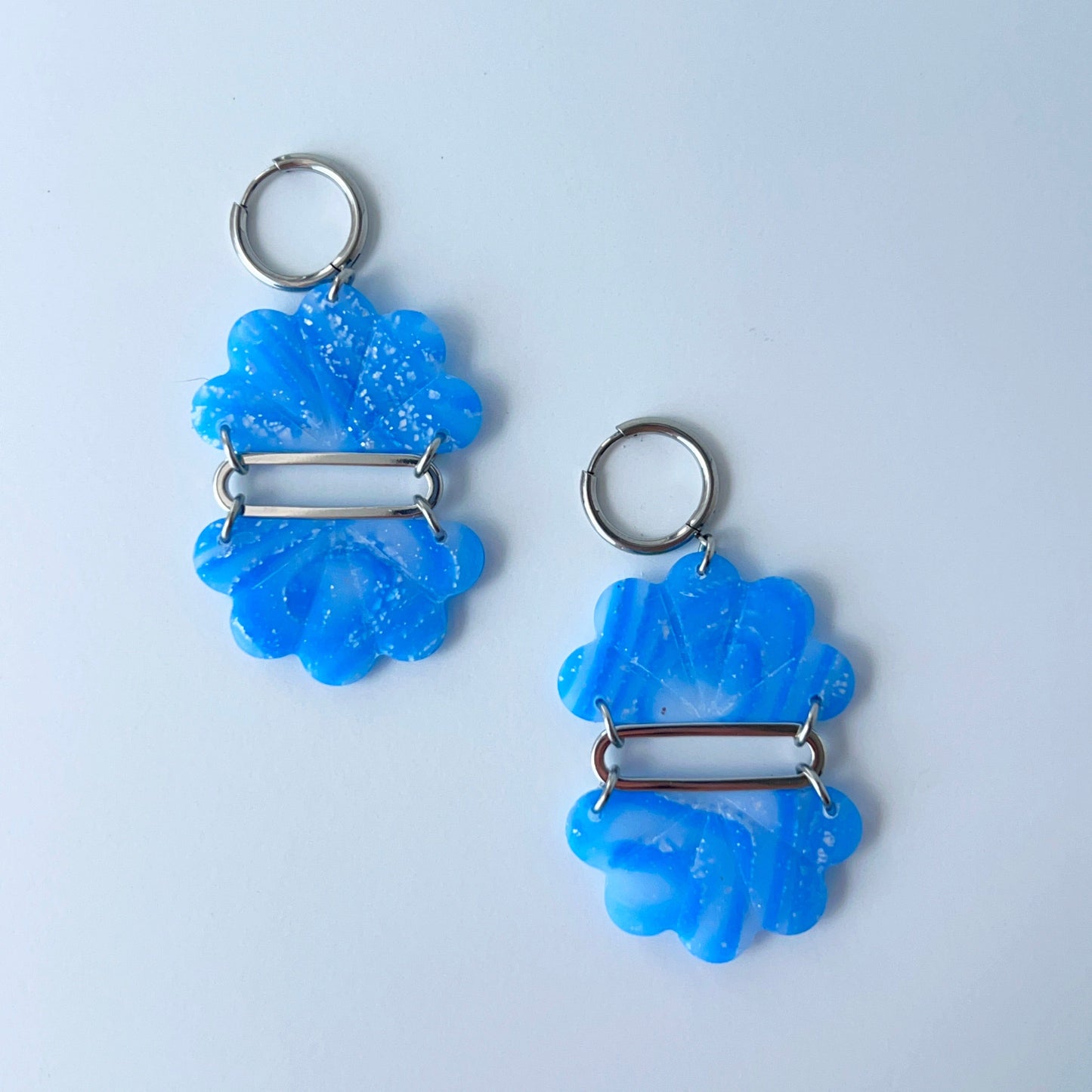 Earrings Floral Fan Dangle Earrings – Handmade Polymer Clay