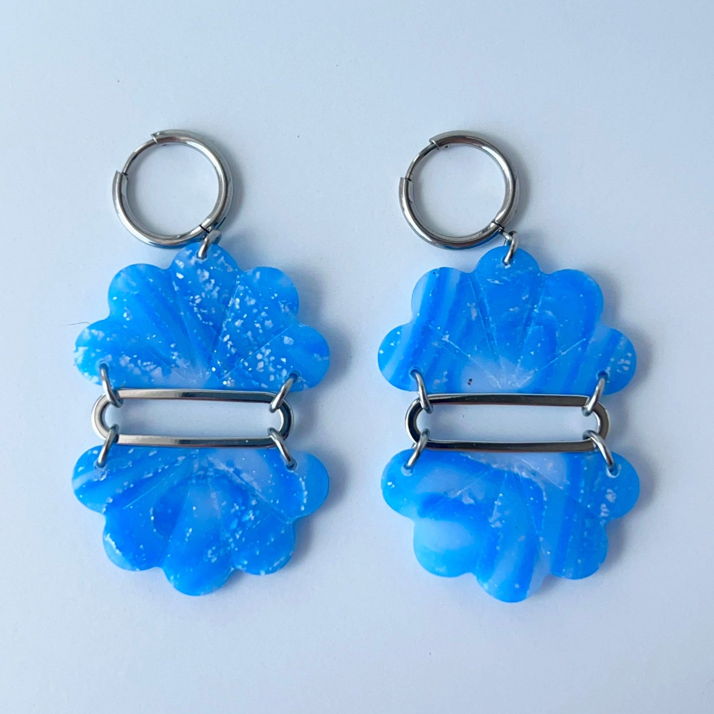 Earrings Floral Fan Dangle Earrings – Handmade Polymer Clay