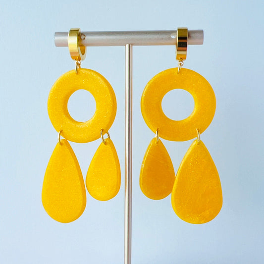 Earrings Golden Drop Hoop Earrings