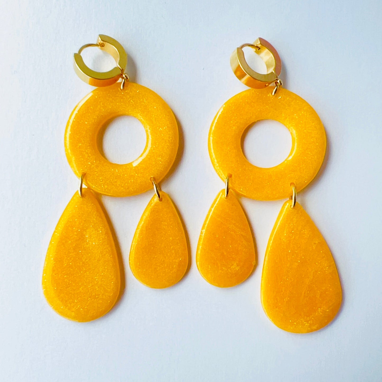 Earrings Golden Drop Hoop Earrings