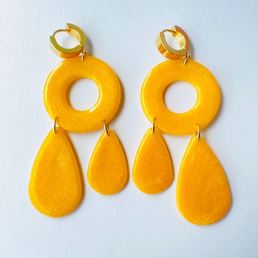 Earrings Golden Drop Hoop Earrings
