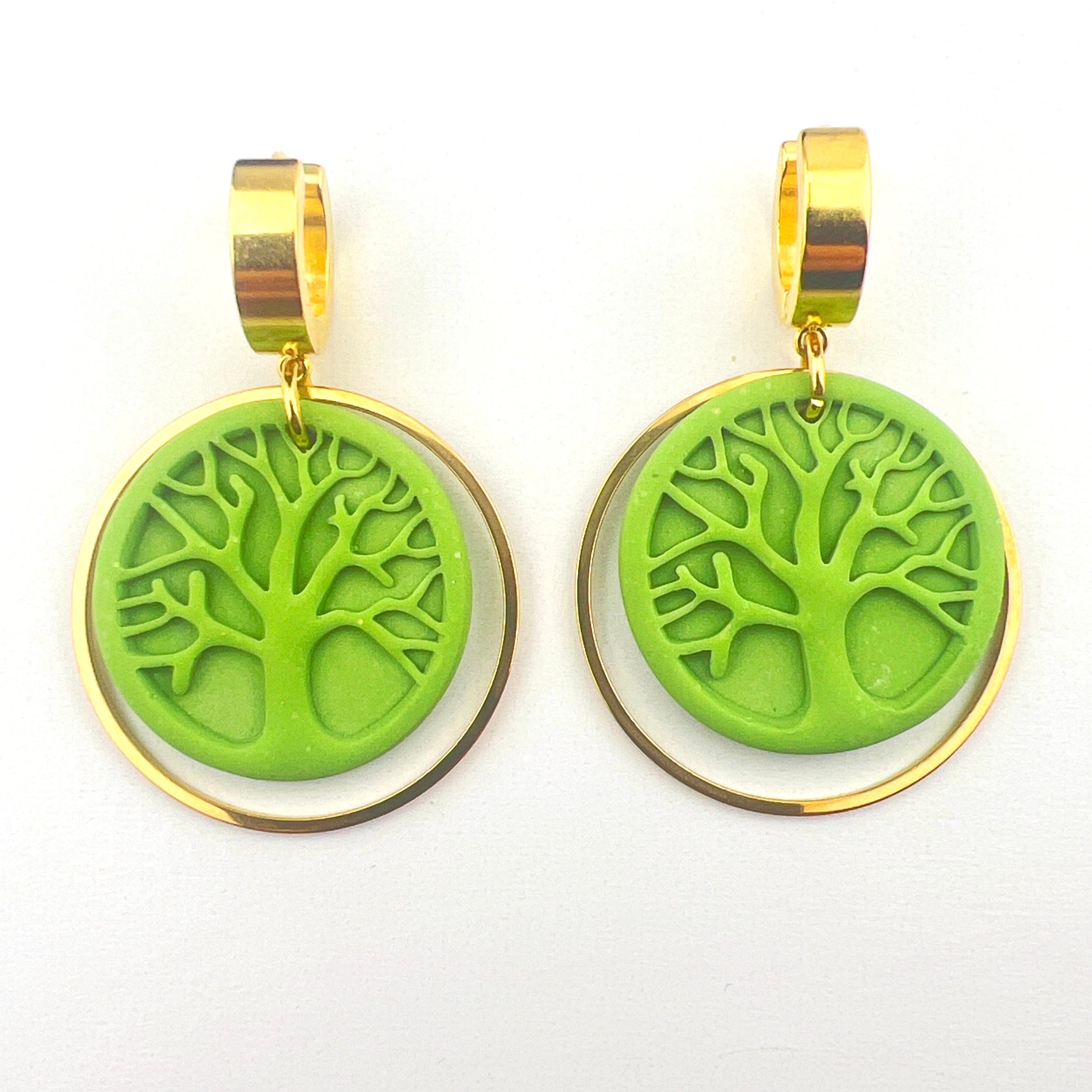 Green Tree of Life Circle Earrings – Emaloe's Thingys
