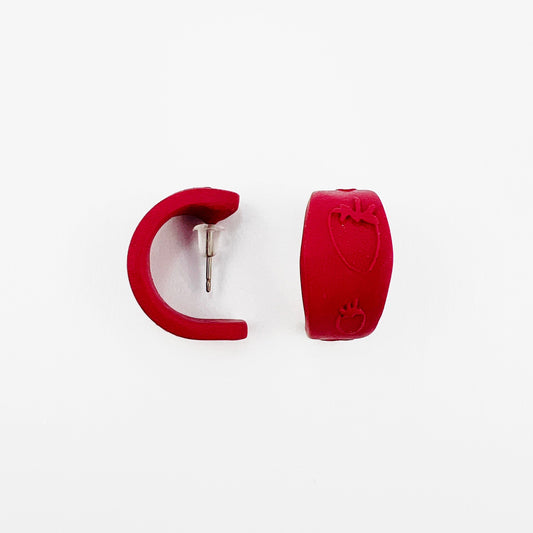 Earrings Strawberry Hexagon Mini Hoops (Huggies)