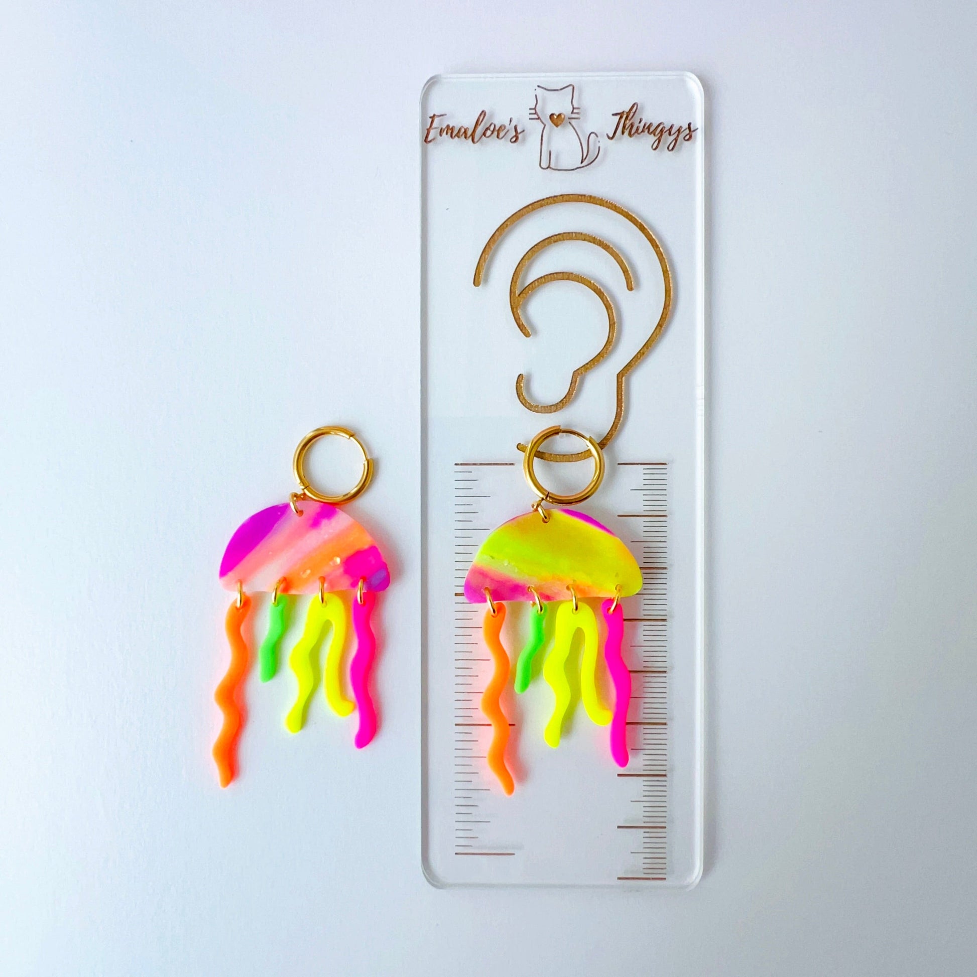 Earrings Neon Jellyfish Earrings – Emaloe’s Thingys | Clay Dangles