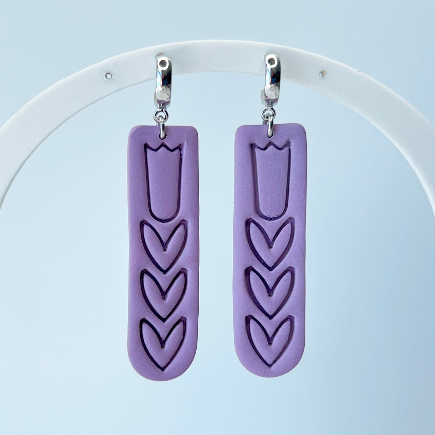 Earrings Lavender Tulip Polymer Clay Earrings