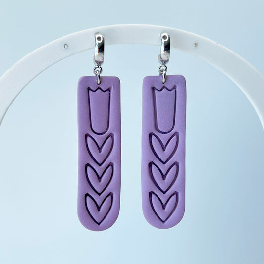 Earrings Lavender Tulip Polymer Clay Earrings