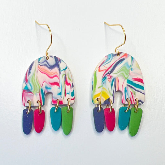 Earrings Marbled Rainbow Arch Dangle Earrings