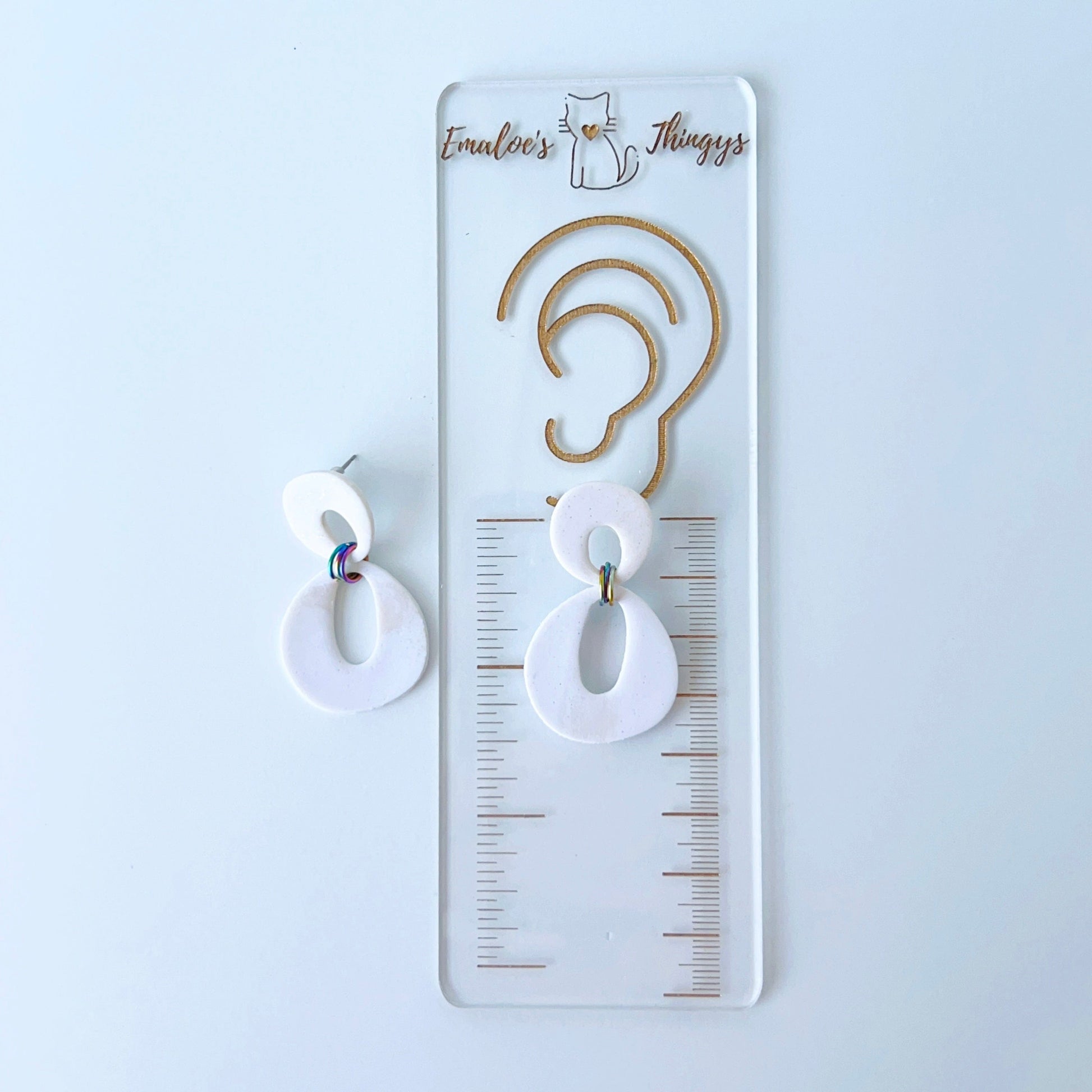 Earrings Modern White Dangle Earrings – Polymer Clay with Titanium Posts
