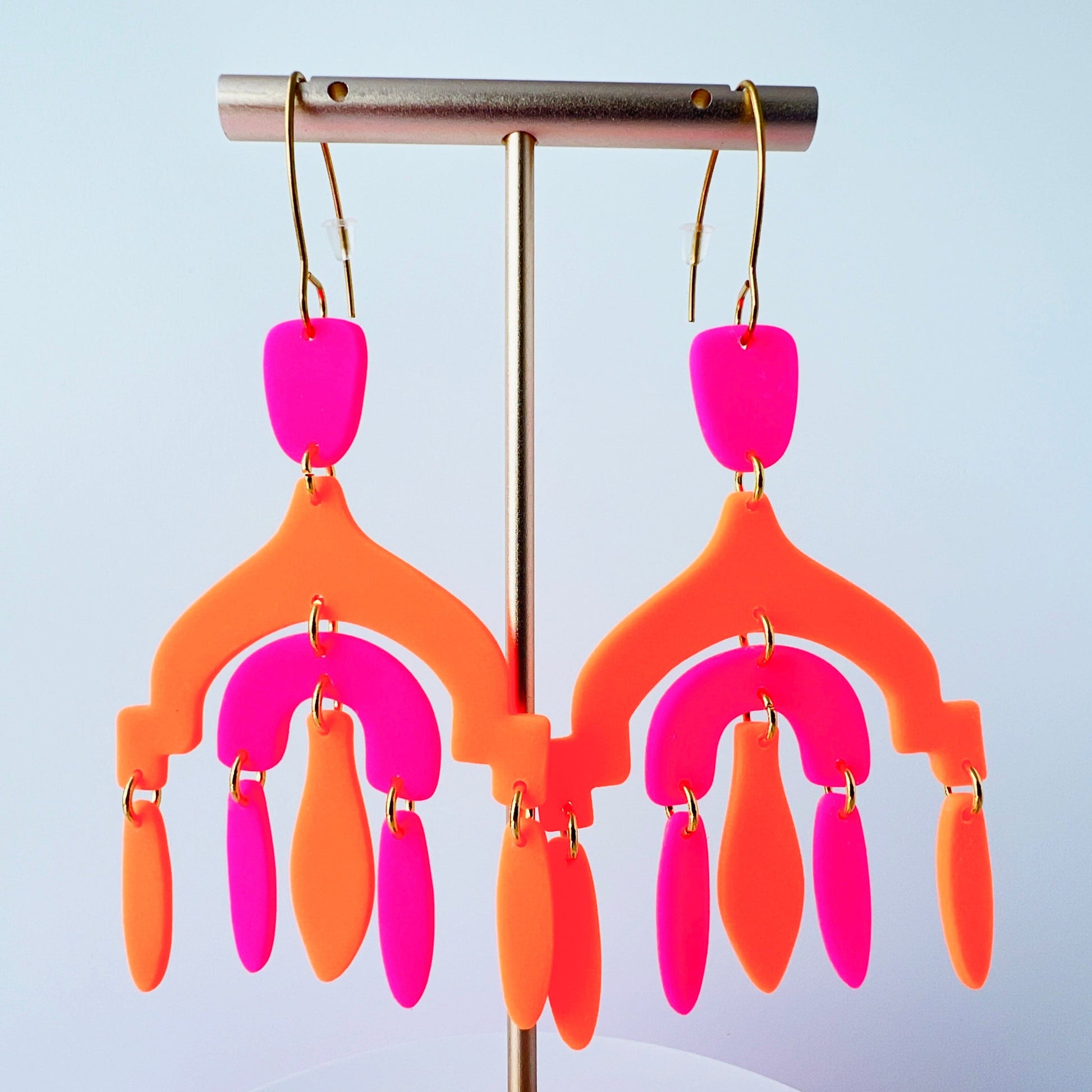 Earrings Neon Chandelier Earrings – Statement Polymer Clay Brilliance