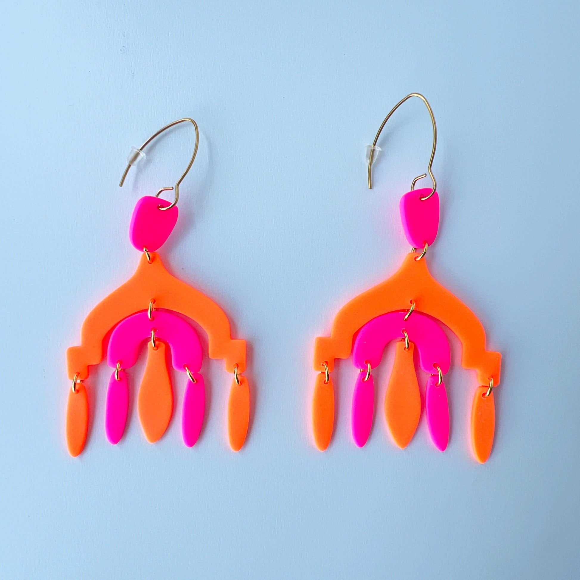 Earrings Neon Chandelier Earrings – Statement Polymer Clay Brilliance