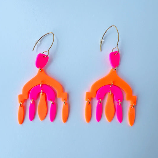 Earrings Neon Chandelier Earrings – Statement Polymer Clay Brilliance