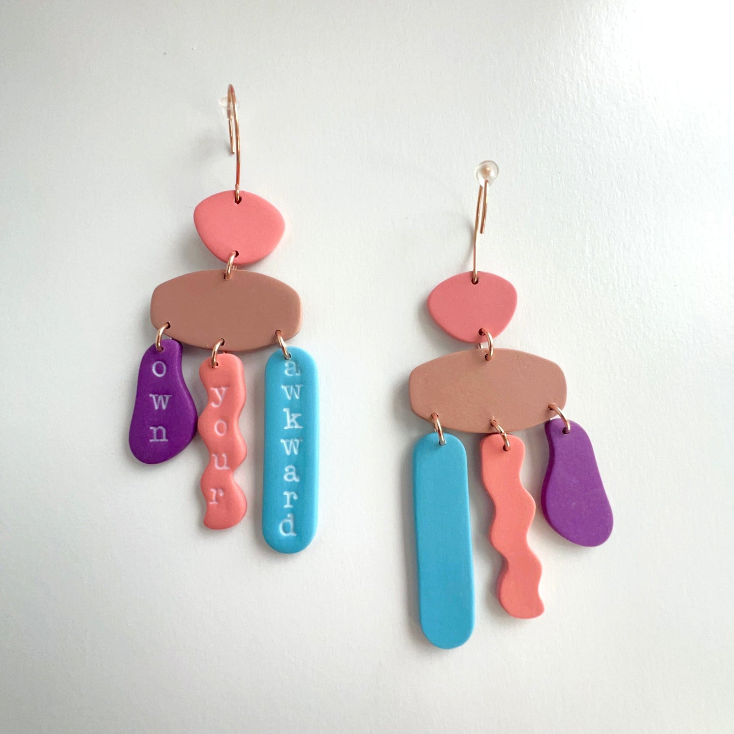 Earrings Coral | Sand | Blue | Purple Own Your Awkward Earrings – Emaloe’s Thingys | Clay Dangle Earrings