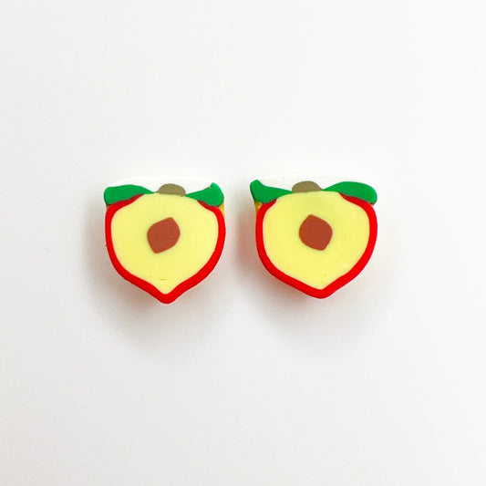 Earrings Peach Half Stud Earrings – Titanium or Plastic Posts