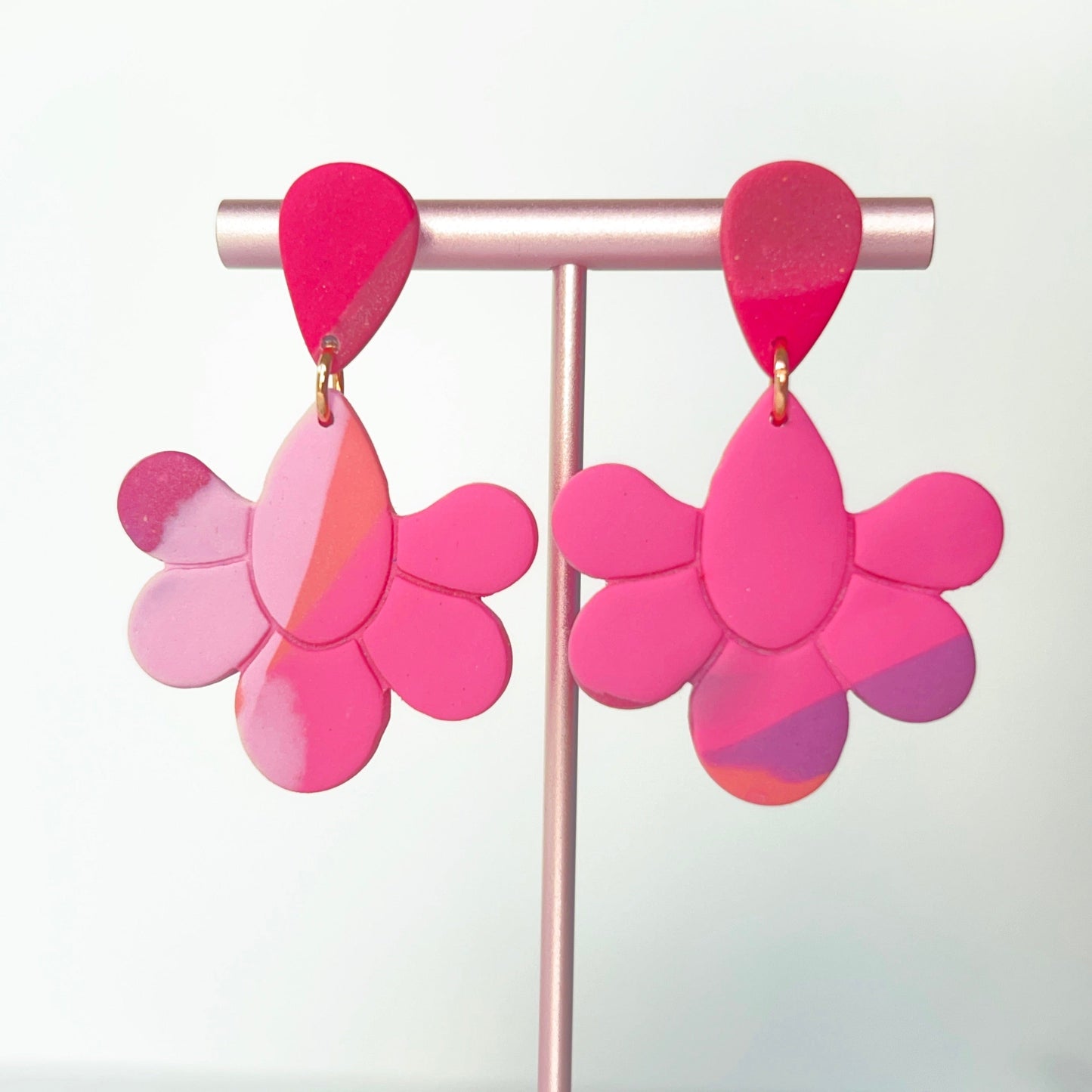 Earrings Pink, Purple, Orange Floral Drop Earrings