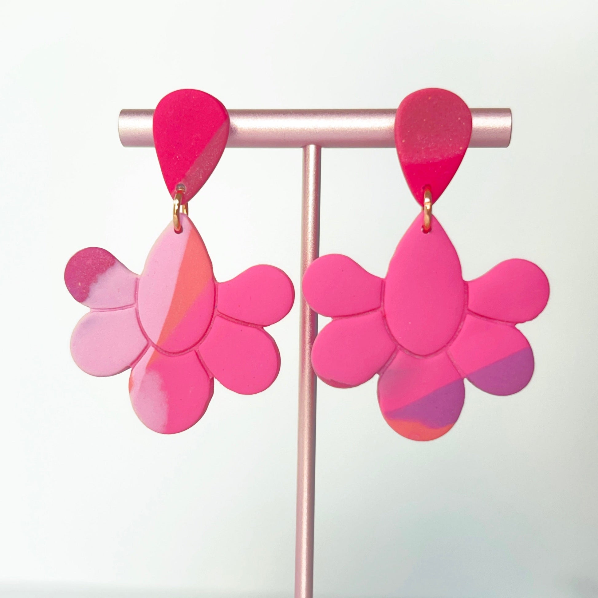Earrings Pink, Purple, Orange Floral Drop Earrings