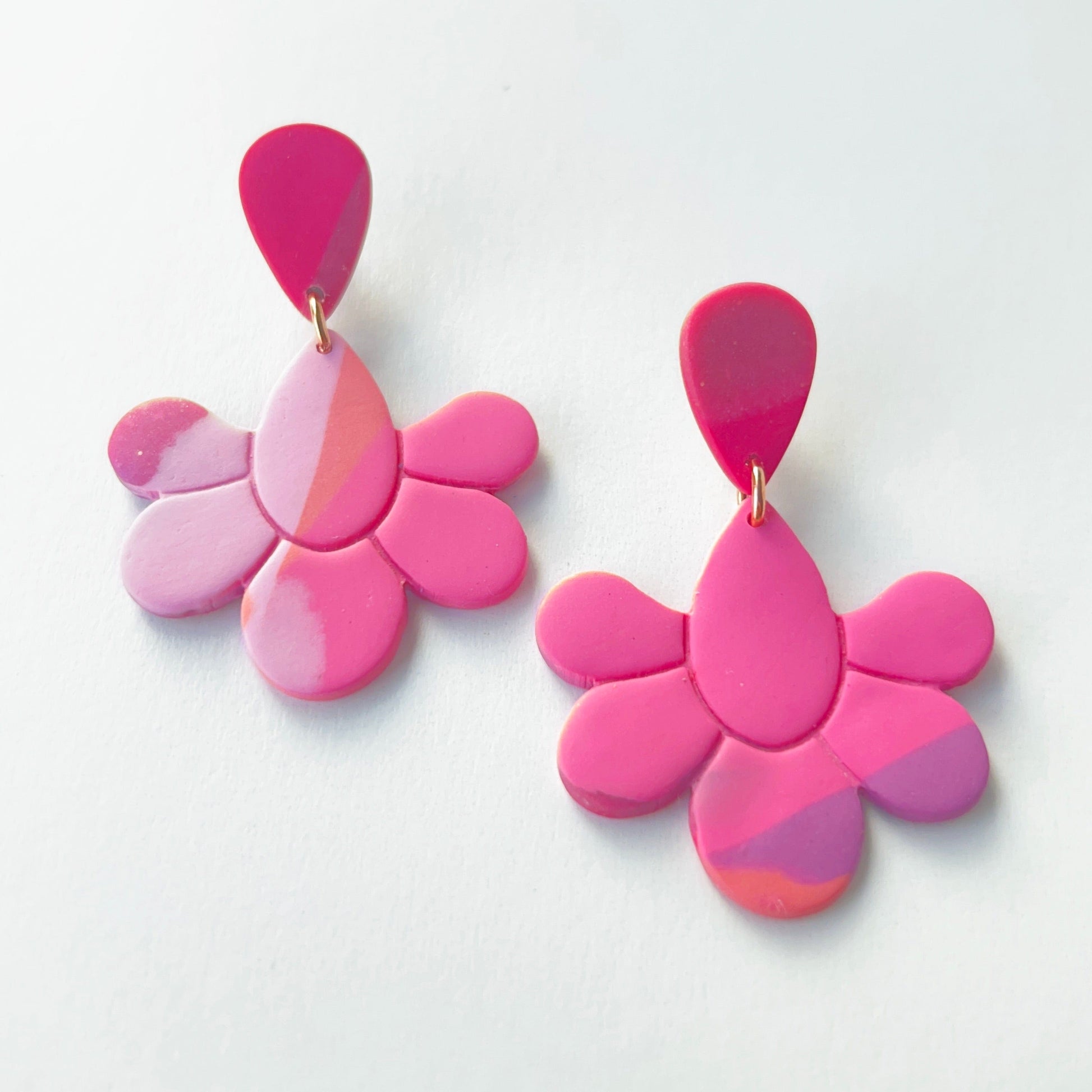 Earrings Pink, Purple, Orange Floral Drop Earrings