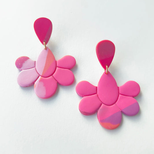 Earrings Pink, Purple, Orange Floral Drop Earrings