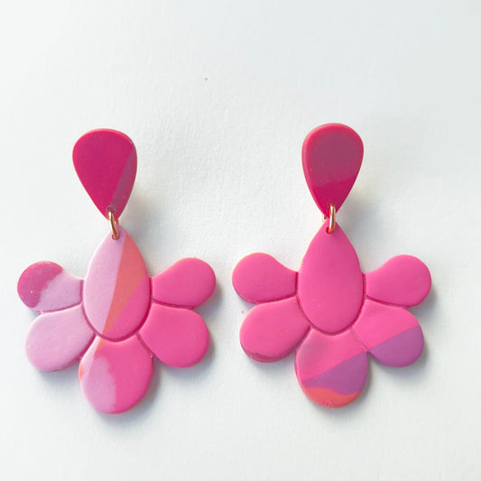 Earrings Pink, Purple, Orange Floral Drop Earrings