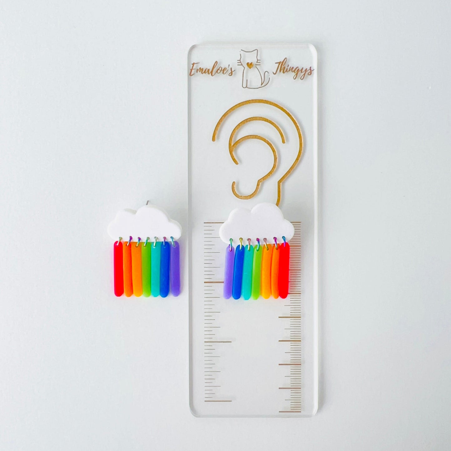 Earrings Rainbow Cloud Dangle Earrings - Polymer Clay & Titanium | Pride
