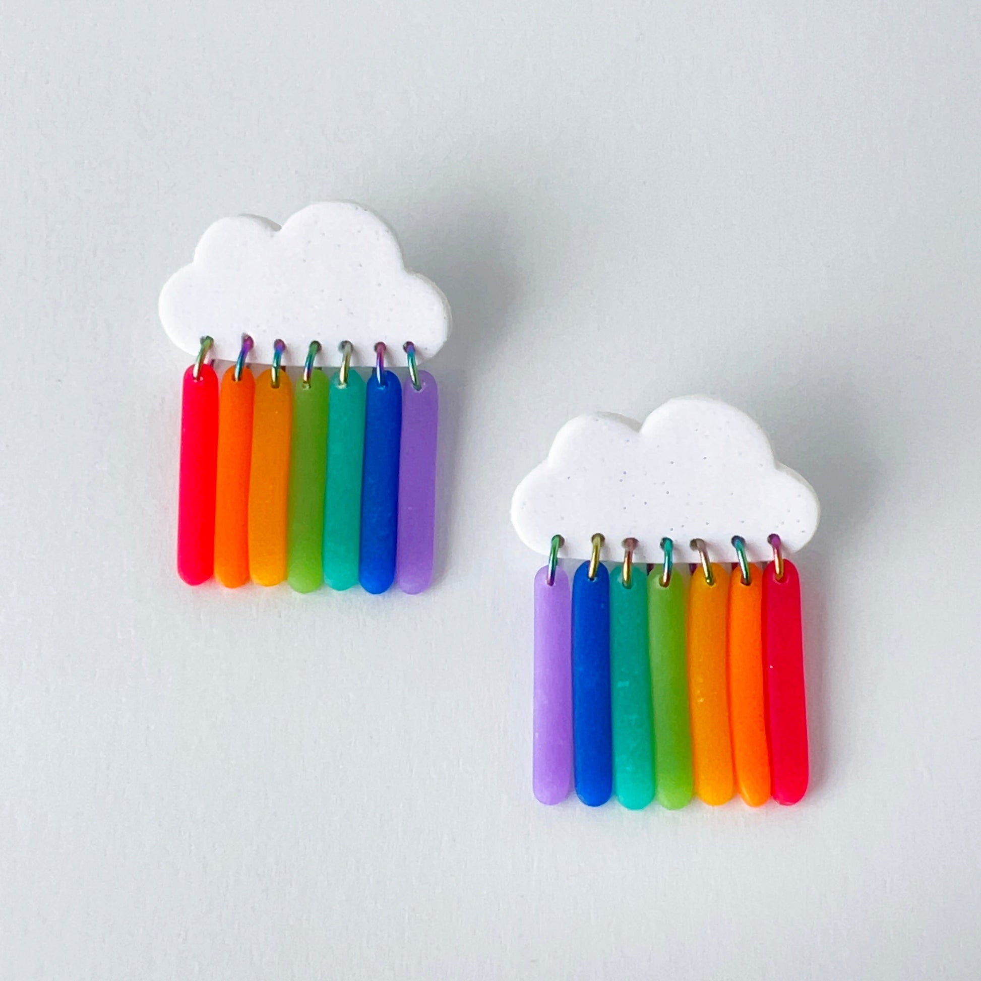 Earrings Rainbow Cloud Dangle Earrings - Polymer Clay & Titanium | Pride