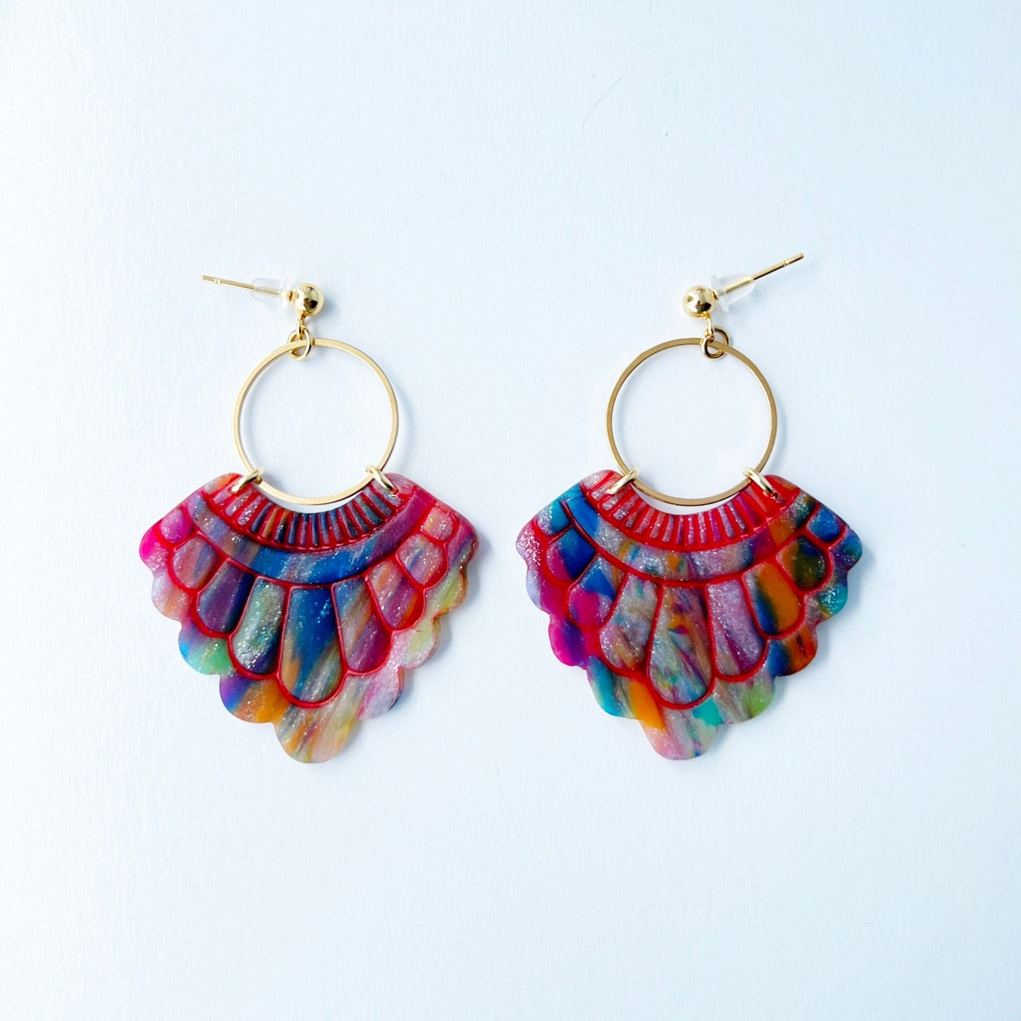 Earrings Rainbow Fan Statement Earrings